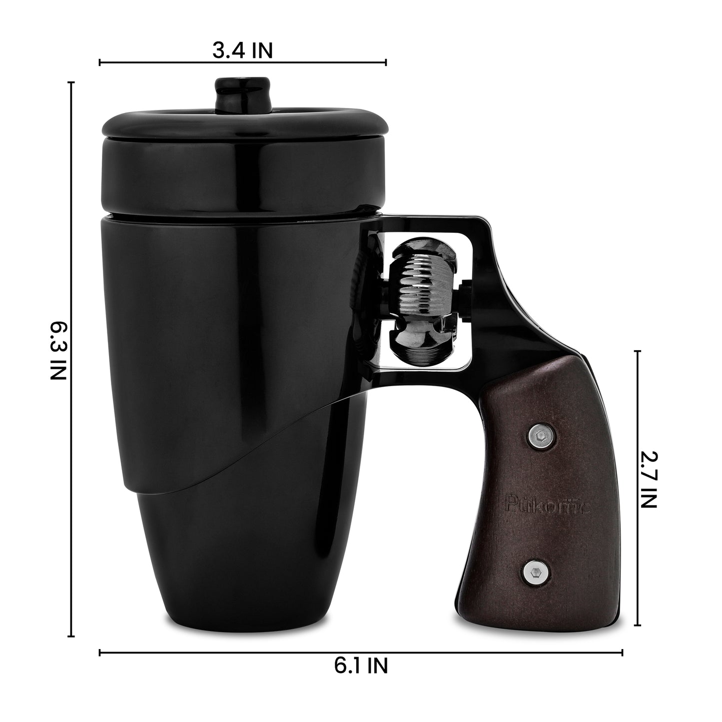 Pukomc Coffee Cup with Rotatable Wooden Handle, Ceramic Leak-Proof and Scalding-Proof Cup, 16 Ounces Beverage Drinkware Glass Reusable Reuse