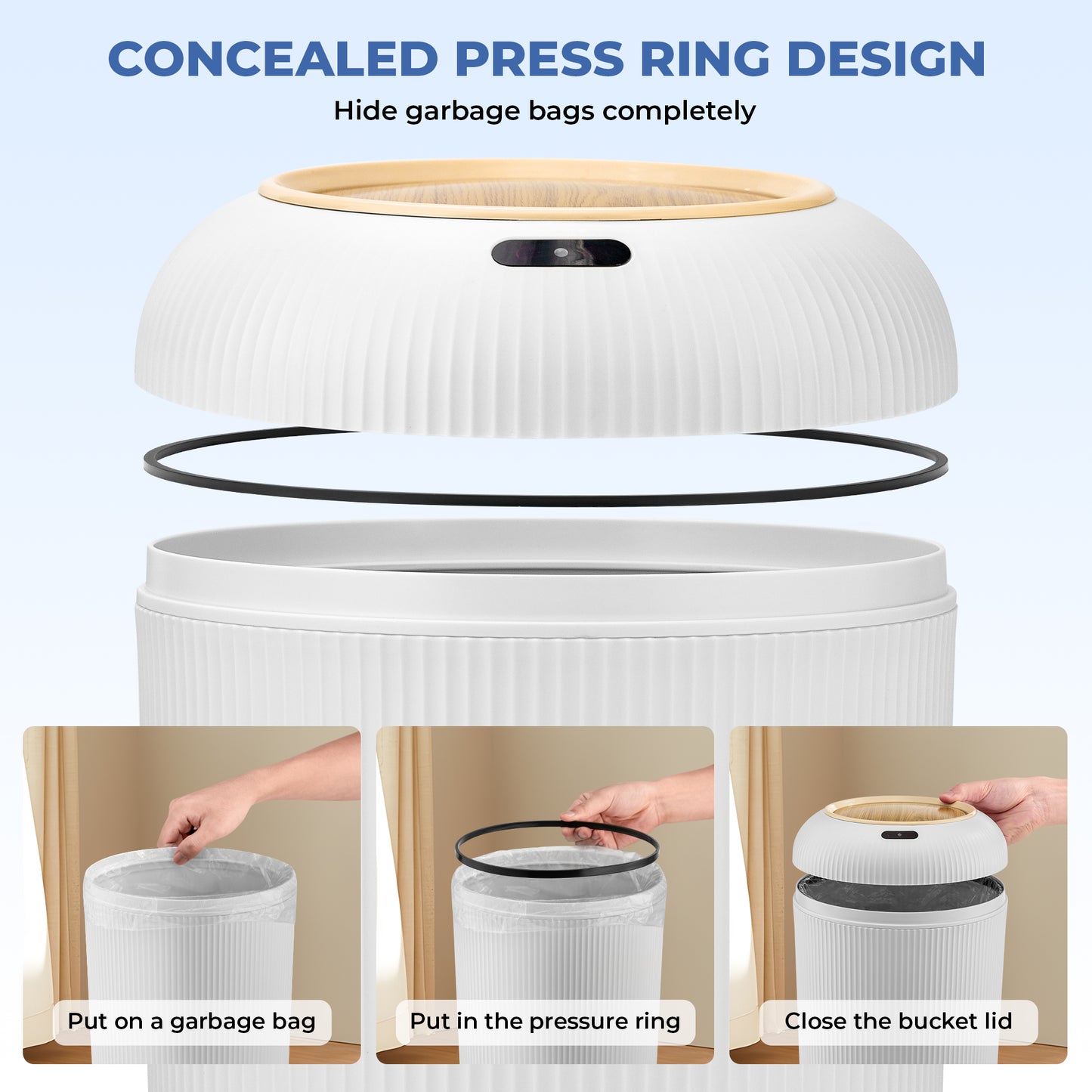 Pukomc Smart Sensor Wastebasket, Convenient and Hygienic Easy to Use, Technology Sensor Waterproof Wastebasket Plastic Trash can for Kitchen, Bathroom, Bedroom, Living Room, Office and Outdoor
