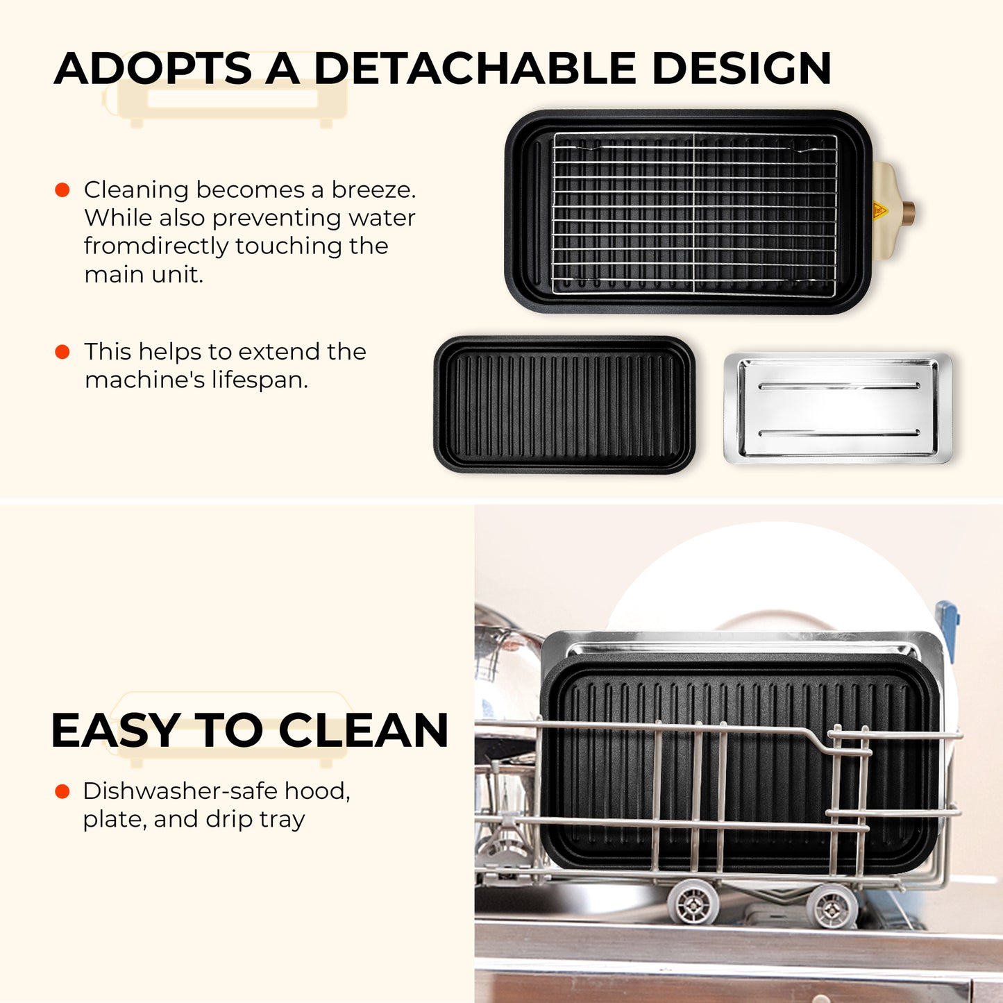 Pukomc Electric Indoor Grill,2 in 1 Indoor Grills for Kitchen with Grill Net & Non-Stick Cooking Removable Plate, Temperature Control, Dishwasher Safe, 1500W Smokeless barbecue