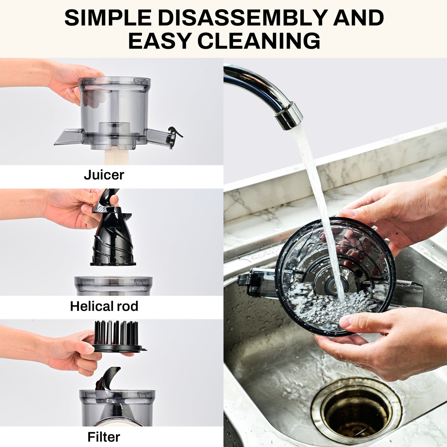 Pukomc Slow Juicer - 300W Cold Press Juicer with 5.3" Wide Chute, One-Touch Operation & Auto Stop, High Juice Yield, Easy Clean, Includes Juice & Pulp Cups
